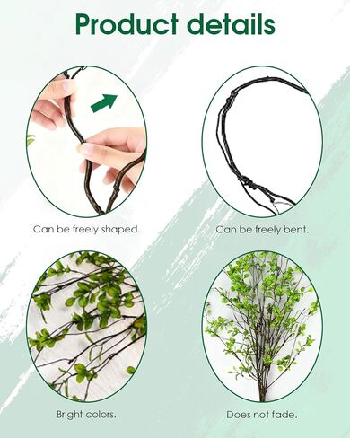 UESAN 6Pcs Artificial Faux Branches for Vases, Tall Fake Faux Greenery Stems, Realistic Faux Greenery Stems and Leaves for Vase Fillers, Table Centerpieces, Home Decor in Kuwait