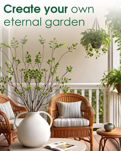 UESAN 6Pcs Artificial Faux Branches for Vases, Tall Fake Faux Greenery Stems, Realistic Faux Greenery Stems and Leaves for Vase Fillers, Table Centerpieces, Home Decor in Kuwait