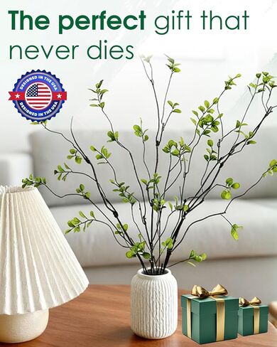 UESAN 6Pcs Artificial Faux Branches for Vases, Tall Fake Faux Greenery Stems, Realistic Faux Greenery Stems and Leaves for Vase Fillers, Table Centerpieces, Home Decor in Kuwait