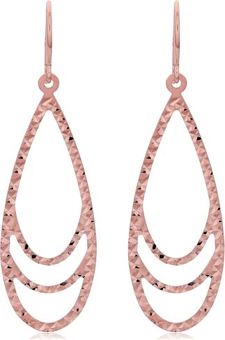 أقراط متدلية على شكل دمعة من الذهب الوردي عيار 14 قيراط من Kooljewelry، مقاس 1.7 بوصة in Saudi Arabia