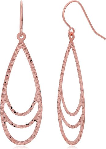 أقراط متدلية على شكل دمعة من الذهب الوردي عيار 14 قيراط من Kooljewelry، مقاس 1.7 بوصة in Saudi Arabia