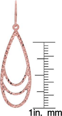 أقراط متدلية على شكل دمعة من الذهب الوردي عيار 14 قيراط من Kooljewelry، مقاس 1.7 بوصة in Saudi Arabia