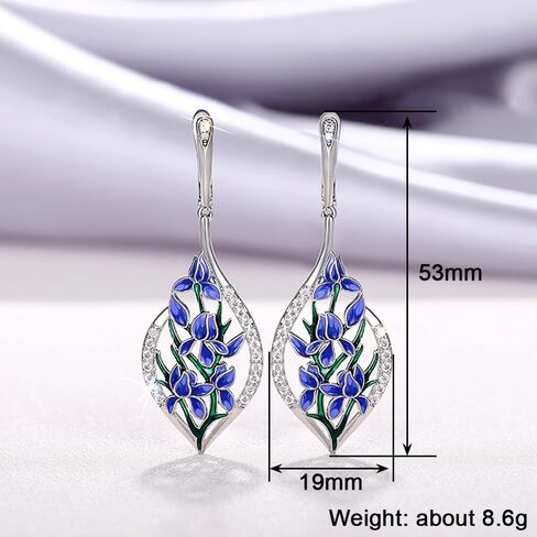 Aesthetic Enamel Blue Flowers Dangle Earrings Women for Wedding Party in Saudi Arabia