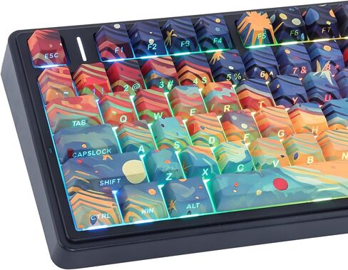 Tsungup Custom Keycaps, 123 Keys Ice Cracks Shine Through Keycaps Set PBT Side Printed Keycaps 75 Percent,Cool White Keycaps Cherry Profile Keyboard Key Caps for Cherry MX Mechanical Keyboards in Kuwait