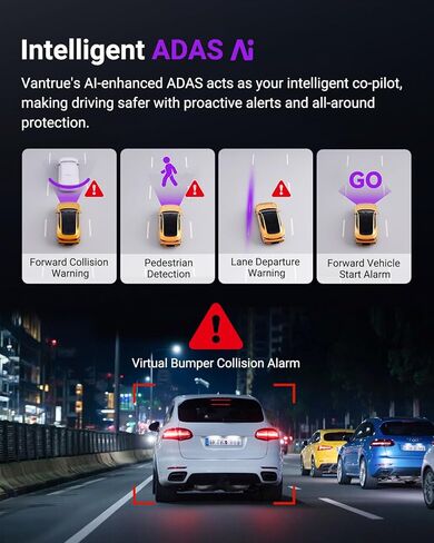 Vantrue S1 Pro 2.7k Mini Mini Dash Cam ، 2.5k@60fps ، Starvis 2 ، ADAs ، التحكم الصوتي ، PlatePix ™ Vision ، دعم LTE ، WiFi ، GPS ، زاوية واسعة 158 درجة ، 24/7 وضع وقوف السيارات ، دعم 1 تيرابايت كحد أقصى in Kuwait