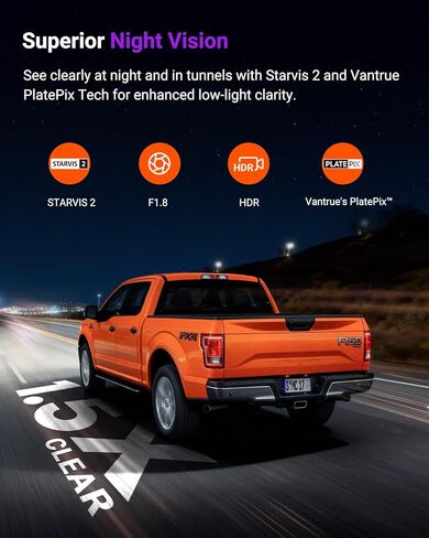 Vantrue S1 Pro 2.7k Mini Mini Dash Cam ، 2.5k@60fps ، Starvis 2 ، ADAs ، التحكم الصوتي ، PlatePix ™ Vision ، دعم LTE ، WiFi ، GPS ، زاوية واسعة 158 درجة ، 24/7 وضع وقوف السيارات ، دعم 1 تيرابايت كحد أقصى in Kuwait
