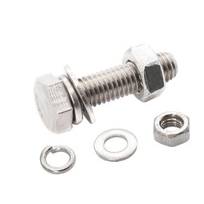 binifiMux 6-Pack M6 x 100mm Hexagon Screws Hex Bolts with M6 Hex Nuts M6 Flat Washers/Spring Lock Washers Set, 304/18-8, Plain Finish