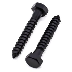 Glvaner 3/8 x 3-1/2 inch Stainless Steel Hex Head Lag Screws Bolts, Black Coated, 304 Stainless Steel 18-8, Hexagon Head Lag Bolts, Partial Thread, 8 pcs