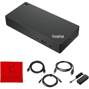 Koncept Lenovo 40AY0090US Docking Station Bundle - 1 Year Warranty - Lenovo Docking Station with 90W AC Adapter, HDMI Cable, DisplayPort Cable, USB-C Cable & Microfiber Cleaning Cloth