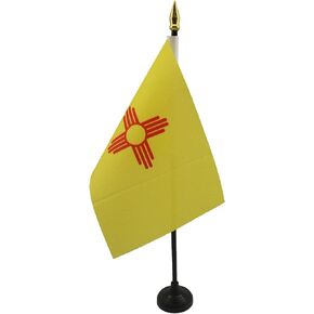 AZ FLAG New Mexico Table Flag 4'' x 6'' - US State of Nouveau-Mexique Desk Flag 15 x 10 cm - Golden Spear top