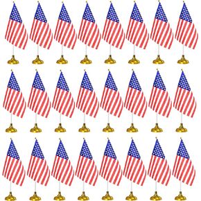 36 Pack USA American Desk Flagswith Stands Base Small Mini United States Table Flag Holder Stand 8 x 5.5 inches US Miniature Desktop Flags, International Table Decorations,Events Celebration in Kuwait