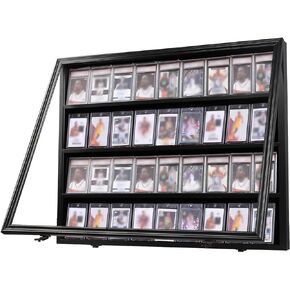IHEIPYE 36 Graded Sports Card Display Frame - Baseball Card Display Case Lockable - Trading Card Collector Wall Display Holder for Basketball Football Hockey Cards, 98% UV Protection Acrylic,Black