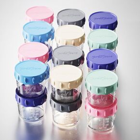 4-Pack Baby Food Storage Containers, 4 Oz Glass Baby Food Jars with Leak-proof Silicone Ring and Lid, Baby Food Containers Freezer Safe for Baby Food Maker, Microwave, Dishwasher