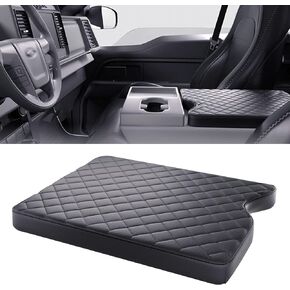 Center Console Cover Compatible with 2015-2020 Ford F150 2017-2022 F250 F350 F450 and 2018-2023 Expedition with Bucket Seat, PU Leather Armrest Cover for Car Truck Accessories