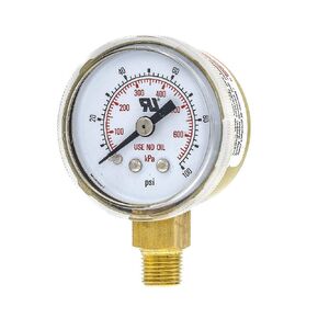 PIC Gauges 501D-UNO-158Q-C 0-4000 PSI, UL Listed, Use No Oil Pressure Gauge, 1 1/2" Dial, 1/8" Male NPT, Bottom Mount, Dual Scale, Gold SPCD Coated Steel Case, Brass Internals, Plastic Lens