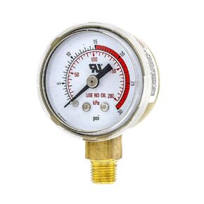 مقاييس PIC 501D-UNO-158Q-C 0-4000 PSI، مدرجة في قائمة UL، لا تستخدم مقياس ضغط الزيت، قرص 1 1/2 بوصة، ذكر NPT 1/8 بوصة، حامل سفلي، مقياس مزدوج، علبة فولاذية مطلية بـ SPCD ذهبية، نحاس الداخلية، عدسة بلاستيكية