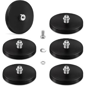 Learay 10 عبوات من المغناطيسات المطلية بالمطاط، قاعدة مغناطيس نيوديميوم بوزن 26 رطلًا مع مسامير ملولبة M6، مغناطيس تثبيت قوي، مغناطيس أسود نادر لأداة الكاميرا ذات المرآة المضيئة in Kuwait
