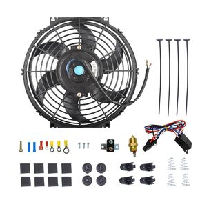 BATONECO 16" Electric Radiator Cooling Fan Thermostat Wiring Switch Relay Kit, 12V Cooling Radiator Fan with 120W 1000 CFM Slim High Performance Universal (Black)