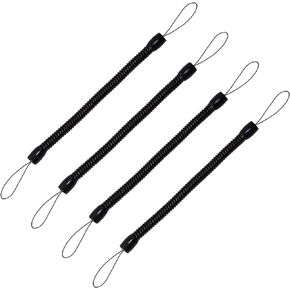 Mini Skater Plastic Elastic Tether Lanyard for Touch Pens Retractable Anti-lose Tablet Pens Coil Spring Straps Perfect Tool to Tether a Drawing Pen to Touchscreen, Pack of 4 (8.66-inch, Black)