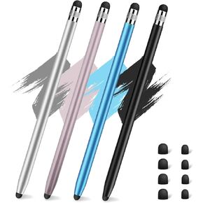 4 Pcs Stylus Pen for Touch Screen, Work for iPad/iPhone/Android Tablets, Stylus 2-in-1 Sensitivity and High Precision, Compatible with All Touch Screens