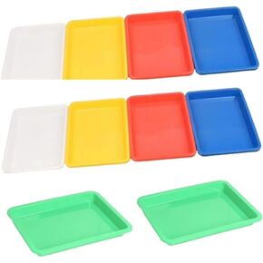 10 Pack Rectangle Plastic Art Trays for Crafts Painting Beads, Stackable Multicolor Kid Activity Tray Organizer Serving Tray for DIY Projects,Organizing Supply Fun Home Activities
