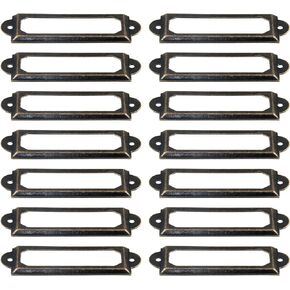 60pcs Metal Label Holder, Black Metal Library Tags, File Drawer Label Frames Holder, Screw Cabinet, Shelf Tag Name Card Labels Holders (60mm x 17mm)