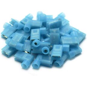 AKOAK 36 Pack 16-14 Gauge Blue Fully Insulated Flag Wire Connectors Quick Disconnects Electrical Wiring Female Spade Nylon Wire Crimp Terminals