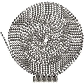 10 Foot Length Ball Chain, Number 3 Size, Aluminum, & 10 Matching Connectors