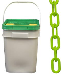 Mr. Chain Plastic Barrier Chain Pail, Safety Green, 2-Inch Link Diameter, 160-Foot Length (50014-P)