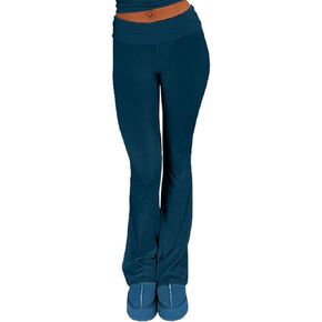 qfmqkpi Women Casual Fold Over Flare Leggings Y2k Low Rise Slim Fit Bootcut Pants Yoga Sweatpants