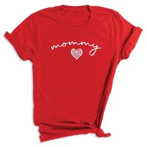 Mommy Tshirt Womens Mama Heart Love Graphic Shirts Mom Letter Printed T-Shirt Funny Short Sleeve Tops Blouse (M, Heather Mauve)