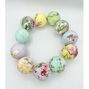 Spring Roses, fabric wrapped balls, set of 12 bowl fillers, pastels, Easter or Mother’s day decor