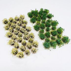 Woohome 70 PCS Flower Cluster Model 2 Color Static Grass Model Flower Vegetation Groups Grass Tufts Set for DIY Miniature Train Landscape Terrain Railway Scenery Decorations