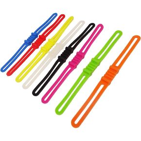 Honbay 8PCS Extended Edition Silicone Elastic Strap Flashlight Torch Mount Fixed Bands Helmet Light Mount Strap Holder for Cycling Bike Bicycle (8 Color, 7.87Inch)