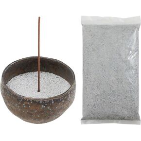 Asayu Japan Incense Burner Kit with Grey Incense Ash (50 g) and Incense Bowl, 100% Zen Made in Japan, Japanese Ceramic Incense Holder with Sand Set for Incense Sticks and Resin