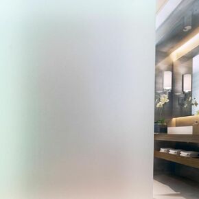 Frosted Glass Window Film with Tools Non-Adhesive Pure Window Privacy Film Static Cling Window Vinyl Anti-UV 96% for Home Office Bathroom Door Decoration (35.4" x 393.7")