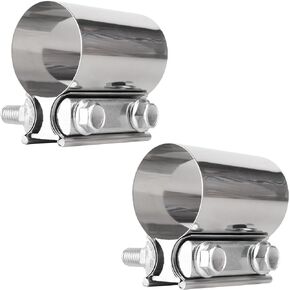 BlueStars 4" Exhaust Clamp, Butt Joint Band Clamp with 304 Stainless Steel - for Automotive Exhaust Pipes, Mufflers, Catalytic Converters - Sleeve Coupler connects 4" OD to 4" OD pipe - Pack of 2