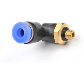 Othmro Push to Connect Tube Fitting Male Elbow 4mm Tube OD x 5mm Thread Pneumatic Air Push Fit Lock Fitting Blue PL4-M5 5pcs