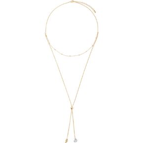 DEMDACO Heart and Wing Lariat Charm, Gold Tone 30 and 16 Inch Metal Everyday Fashion Layered Necklace
