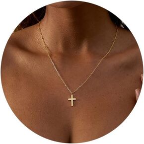 plucar Cross Necklace for Women - Gold Necklace for Women Necklaces for Women Layered Gold Necklaces for Women Gold Jewelry for Women Non Tarnish | Zircon | Bead | Y | Rosary
