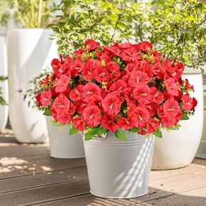 10 حزم من الزهور الاصطناعية في الهواء الطلق مقاومة للأشعة فوق البنفسجية من الزهور الصناعية من أجل نباتات صناعية ناعمة ورقيقة للحديقة الداخلية والخارجية - زهور حمراء وردية in Kuwait