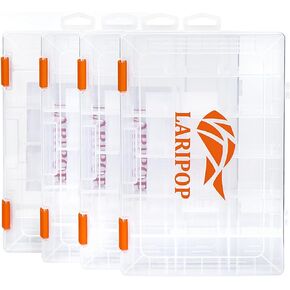Fishing Tackle Box Set with Adjustable Dividers, Transparent Organizer Tray, Plastic Tool Box, Bait Separator -Angler's equipment lure box - 4 Packs Tackle Trays - Parts Box