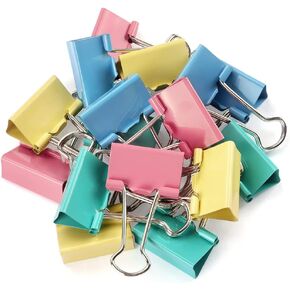 ZZTX Binder Clips Small Size Paper Clamps Clips Assorted Color, 1.0 Inches, 48 Pieces