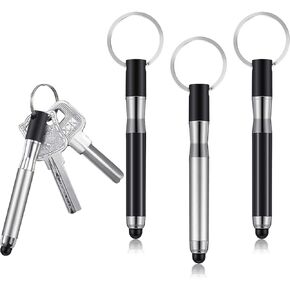 Outus 4 Pieces Mini Stylus Pen with Keyring Loop 3-in-1 Accessory Bullet Capacitive Keychain Stylus Tablet Pen Touchscreen Stylus Pen