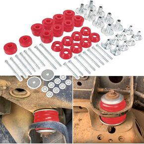 Black KF04060BK Body Mount Bushing Kit Fits for 2008-2016 Ford F250 F350 Super Duty 2WD 4WD Polyurethane Body Cab Mounts & Steel Sleeves & Hardware（60PCS）
