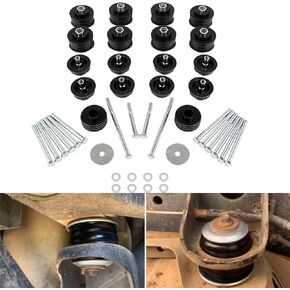 طقم جلبة تثبيت على الجسم أسود KF04060BK يناسب 2008-2016 Ford F250 F350 Super Duty 2WD 4WD من مادة البولي يوريثين وأكمام فولاذية وأجهزة (60 قطعة)