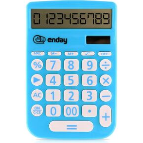 Calculator for Students Blue, Basic Calculator 12 Digits Solar Powered Calculators Large Display Office Desktop Calculator Four Function Handheld Desk Calculator Perfect for Office & School-by Enday