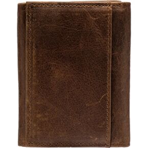 Leather Wallets for Men, large capacity three fold wallet with ID card window, gift for dad wallet(Black)