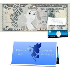 The Official Tooth Fairy Dollar Bill: Real 5.0 USD. Tooth Fairy Visit Gift Idea. Official Letter from The Tooth Fairy