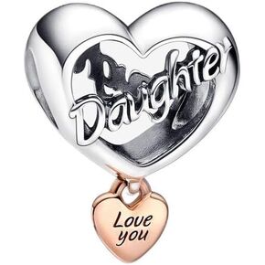 Pandora Love You Daughter Heart Charm Bracelet Charm Moments Bracelets - Stunning Women's Jewelry - Gift for Women in Your Life - Made Rose & Sterling Silver, With Gift Box